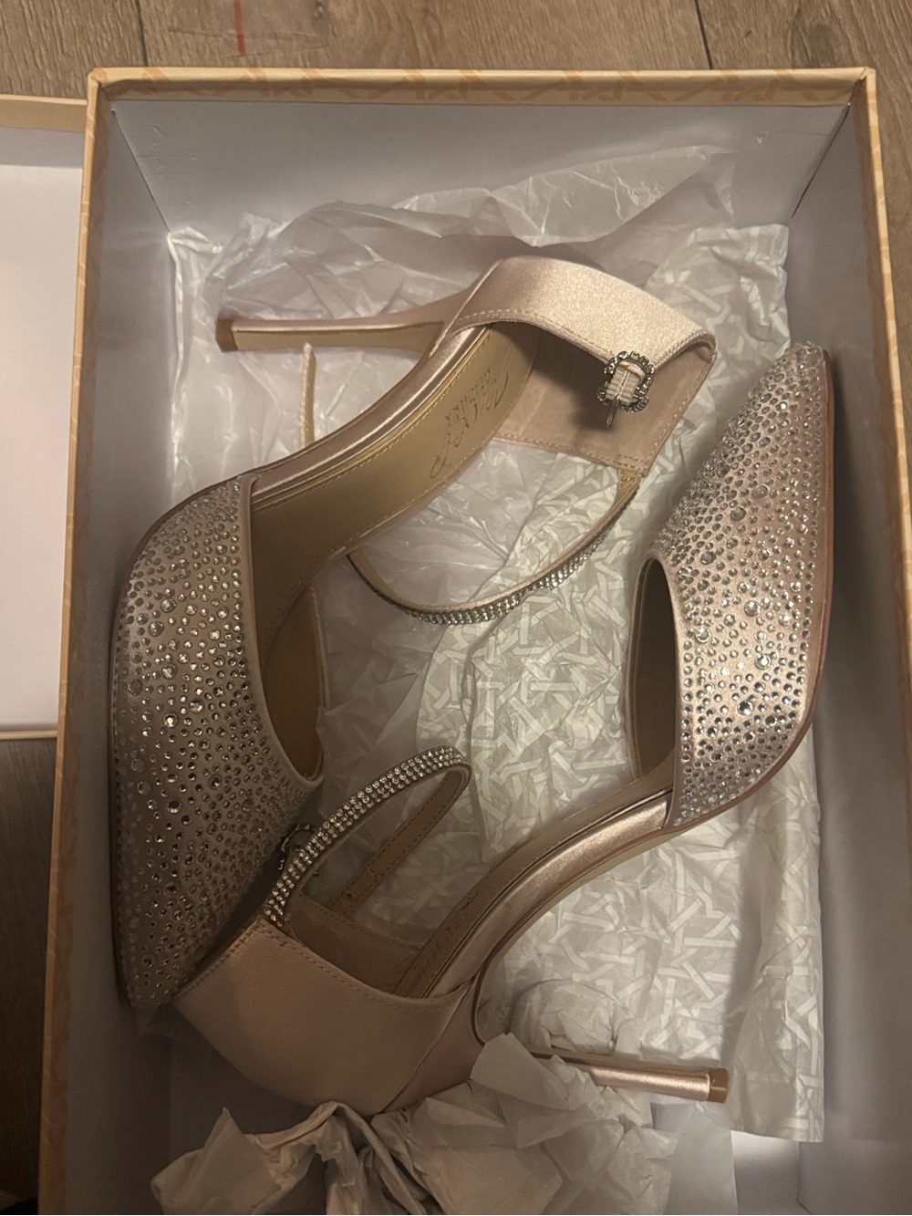 Jailene Stiletto Pump Jewel by Badgley Mischka Champagne Heels Size 6